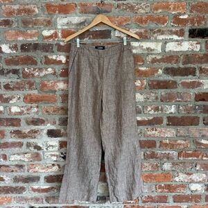 Yorn‎ Linen Wide Leg Pants Brown Women’s Size 38 Lightweight Trousers